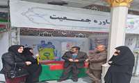 بازدید رئیس مرکز بهداشت همدان از غرفه جوانی جمعیت در آستان مقدس امامزاده عبدالله(ع)